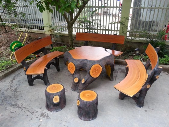 Bộ bàn ghế xi măng giả gốc cây